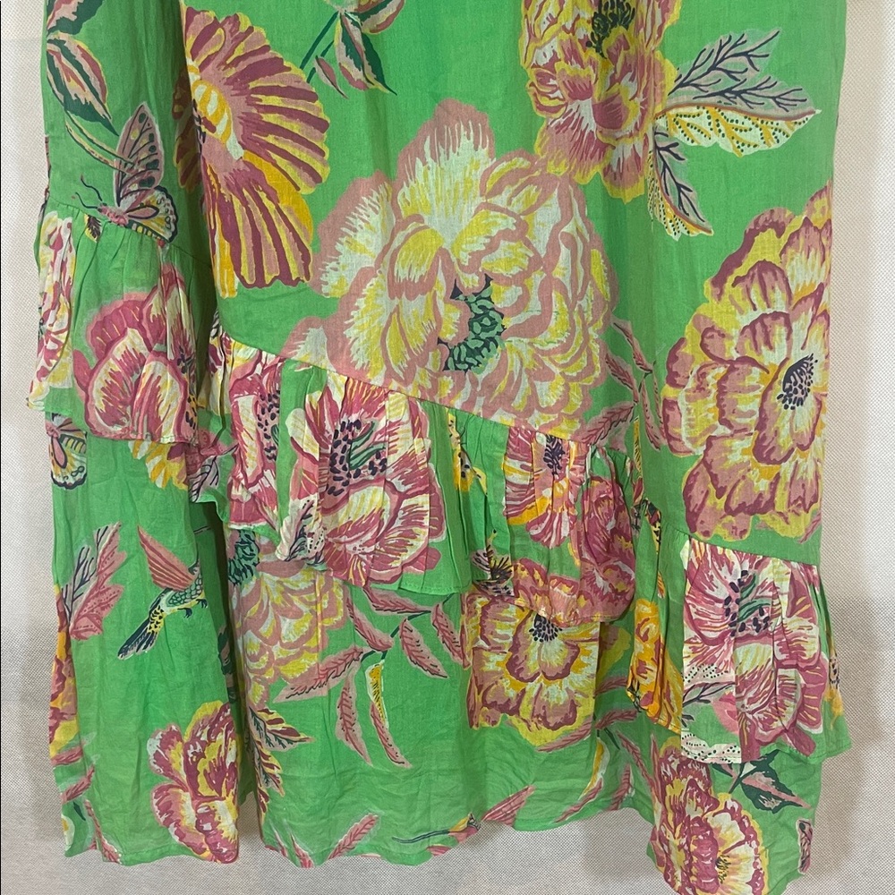 BANKANAN . NY . JAIPUR , Size LARGE , Green Floral Island Maxi Dress - Picture 6 of 17